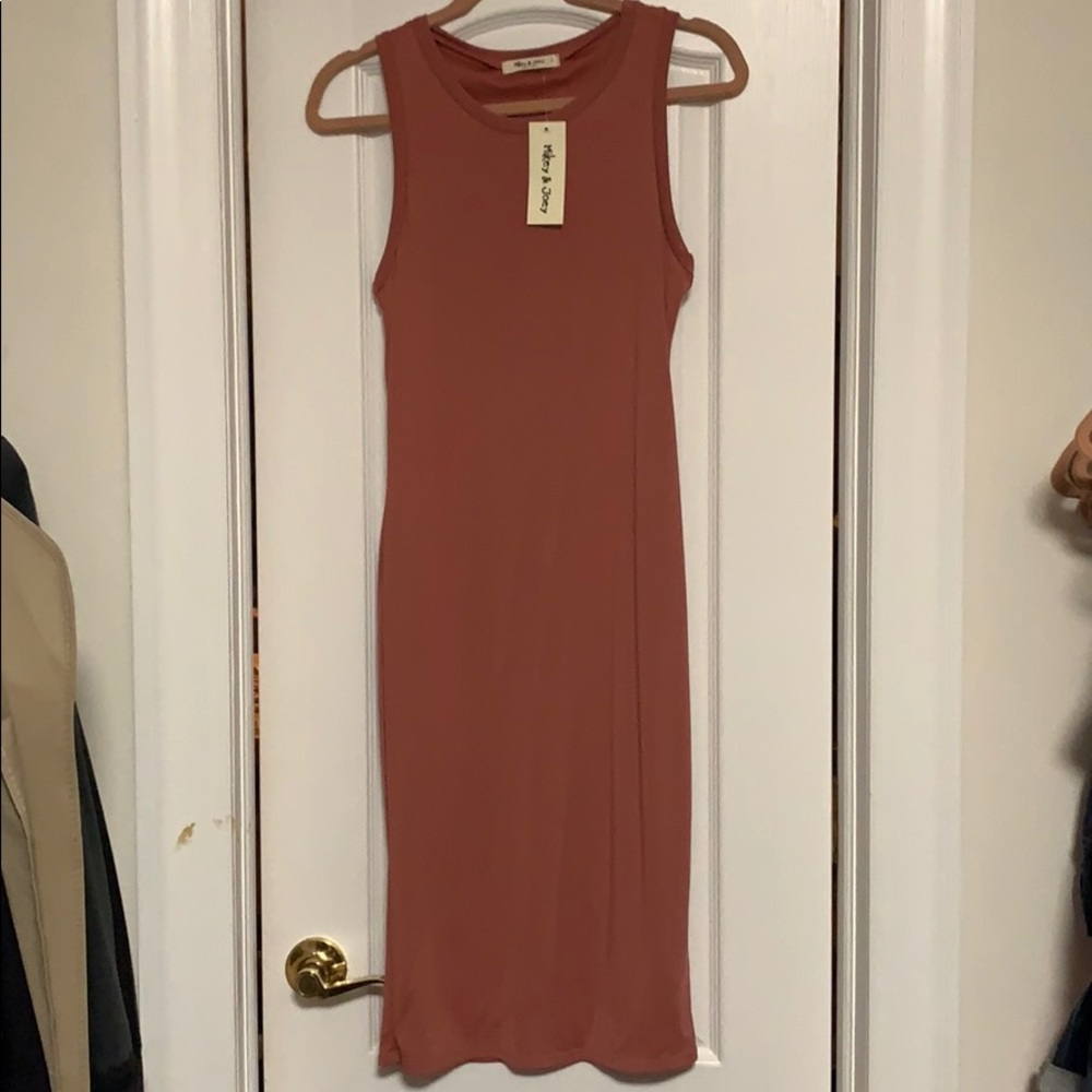 BNWT Mikey & Joey Midi Tank Dress Sz L Dusty Rose